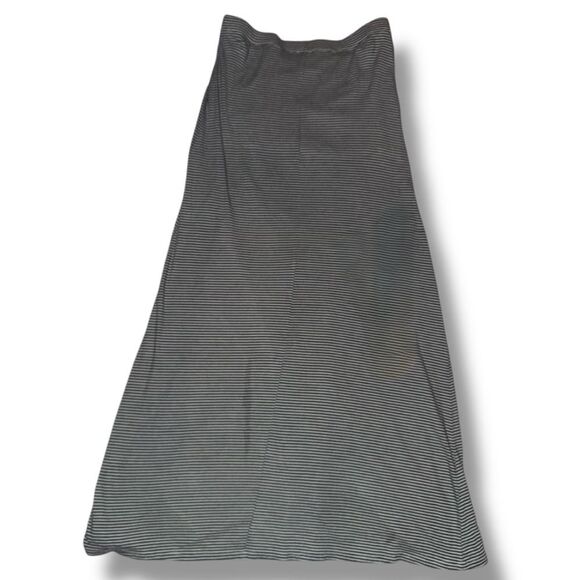 Forever 21 Y2K Navy/White Striped Long Front Slit A-line Maxi Skirt Size Large - Picture 4 of 14